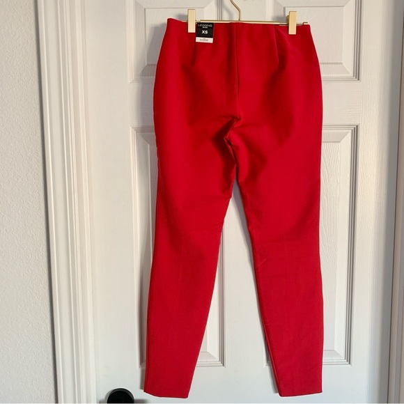 💋 EXPRESS Lipstick Red Pintuck Stretch Mid-rise Leggings Skinny Pants - Picture 3 of 12